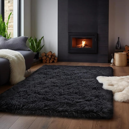 Minimalist Fluffy Area Rug - Slip-Resistant Living Room, Kids Room & Bathroom Home Decor Mat