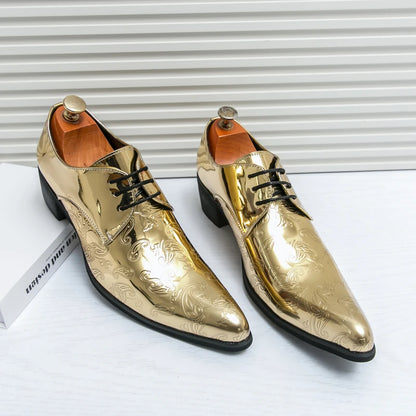 Men’s Gold Chelsea Dress Shoes - Pointed Toe Trendy Formal Party Shoes Size 38-46