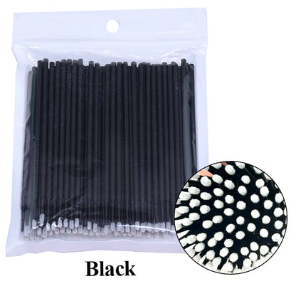 100pcs Eyelash Cleaning Brushes – Micro Cotton Swabs for Lash Extensions & Makeup Remover