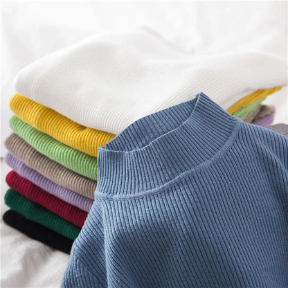 Women's Turtleneck Cashmere Sweater - Soft Knitted Pullover, Basic Solid Jumper for Autumn Winter Casual Wear
