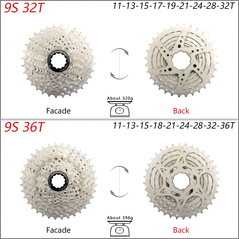 SUNSHINE Bicycle Cassette 8-12 Speed Freewheel - 32T to 52T Sprocket for Shimano/SRAM HG Flywheel