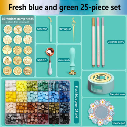 Wax Seal Stamp Kit with Storage Box & Furnace - Craft Supplies for Christmas & Wedding Invitation Decoration