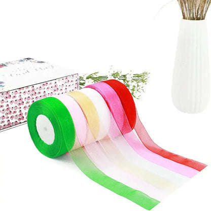 10 Yards Sheer Chiffon Organza Ribbon - Satin Gift Wrapping Ribbon for Wedding Bouquets, Party Decor & DIY Crafts