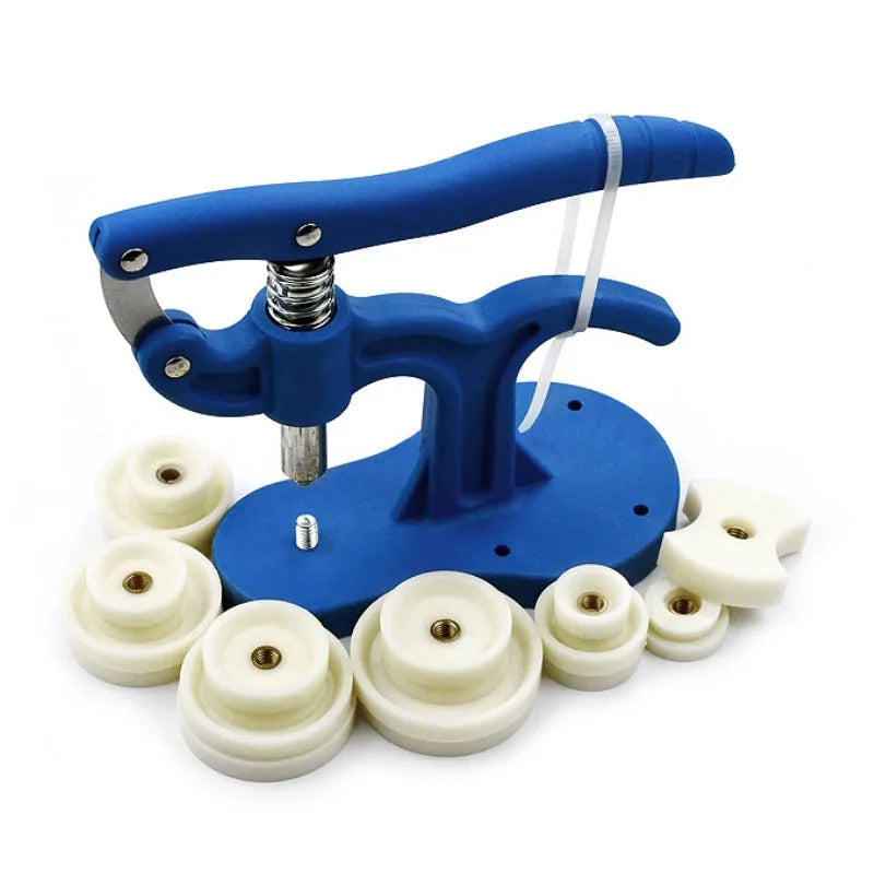 Pressure Repair Press Tool – Watch Back Closer with 12 Plastic Dies, Watchmaker Case Crystal Glass Hand Tools & Accessories