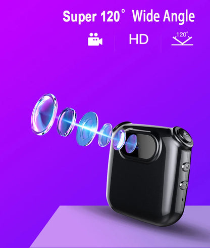 V9 Mini Clip Necklace Camera - 1080P Portable Audio Video Photo Recorder with Display Screen and Loop Recording