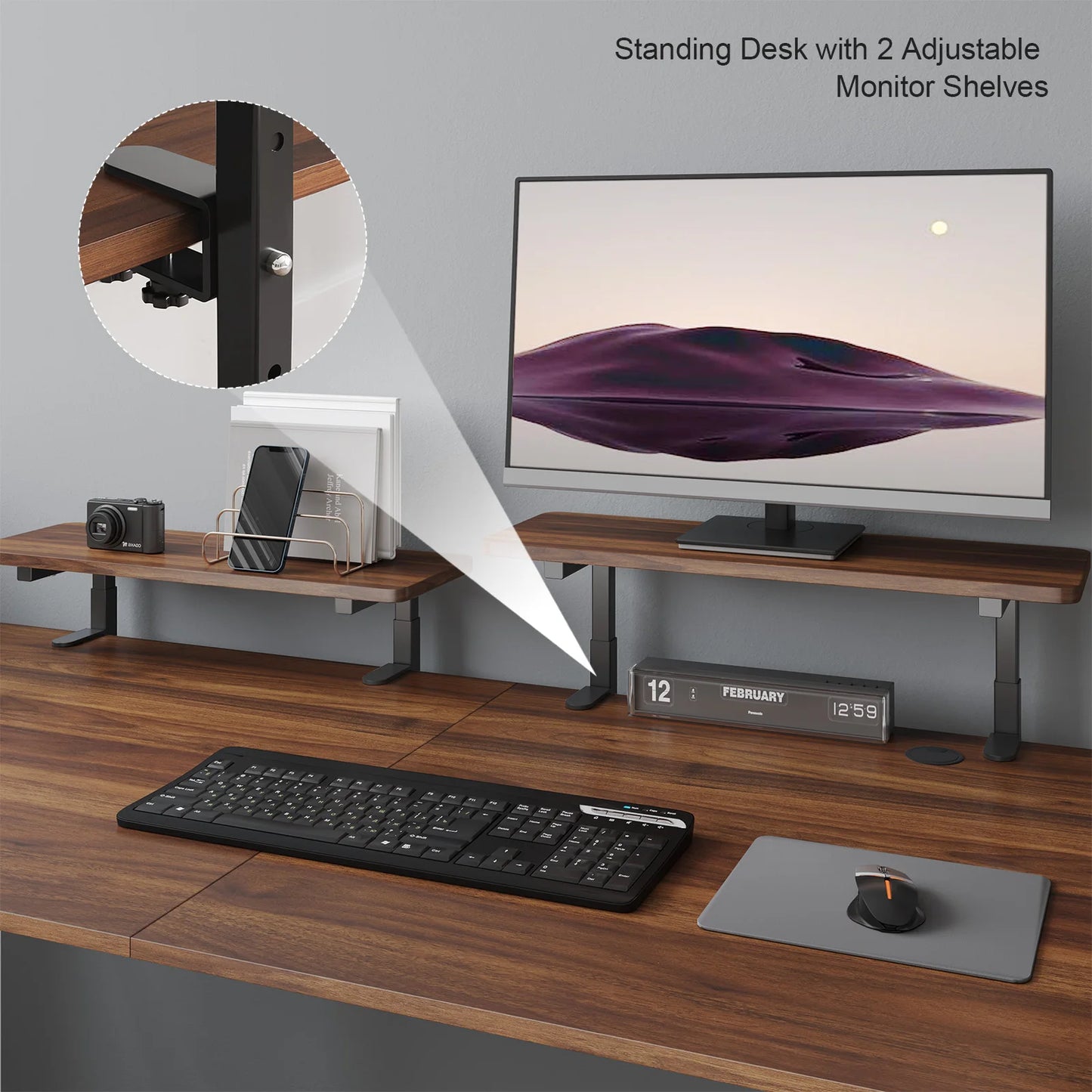 Electric Standing Desk with 2 Adjustable Monitor Shelves – Memory Controller & Height Adjustable Stand Up Desk