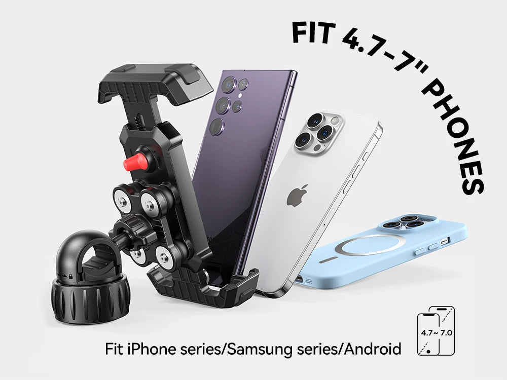Joyroom Shockproof Bike & Motorcycle Phone Holder – Quick Install Mount with Vibration Dampener for 4.7-7" Phones