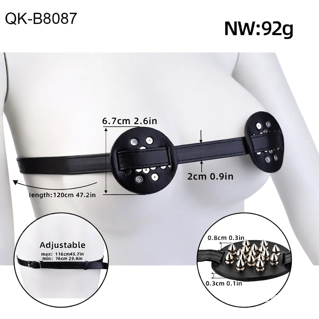 QKKQ Breast Harness and Nipple Cover Straps - Adjustable BDSM Chest Binder for Adults