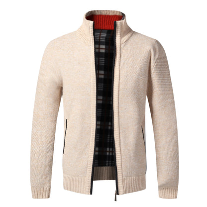 Men's Warm Fleece Cardigan Sweater - Full Zip Slim Fit Knitted Winter Jacket Coat