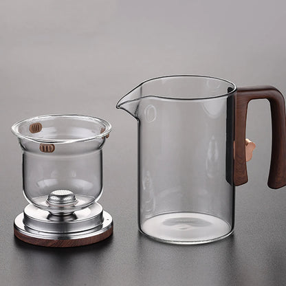Glass Tea Pot Kettle with Magnetic Infuser - 520ML/720ML Tea Filtration Cup Set with One-Click Switch