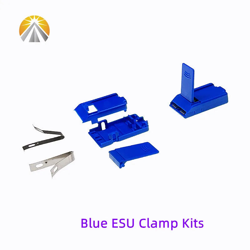 5-Piece ESU Clamp Kit — Electrosurgical Patient Board Grounding Cable Set in Blue, Grey, and Black