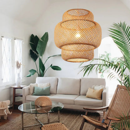 Hand Knitted Chinese Style Weaving Hanging Lamps - Bamboo Pendant Lamp - Restaurant & Home Decor Lighting Fixtures