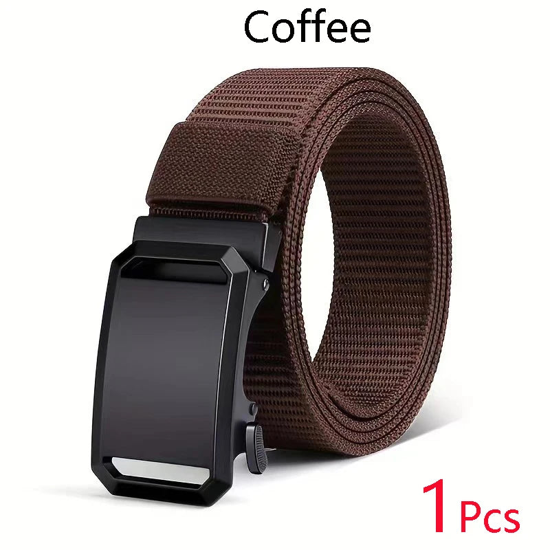 Newest Automatic Buckle Canvas Belt – Tactical Waist Belt for Men, Durable Casual Outdoor, Hunting, Golf & Adventure Training Pants