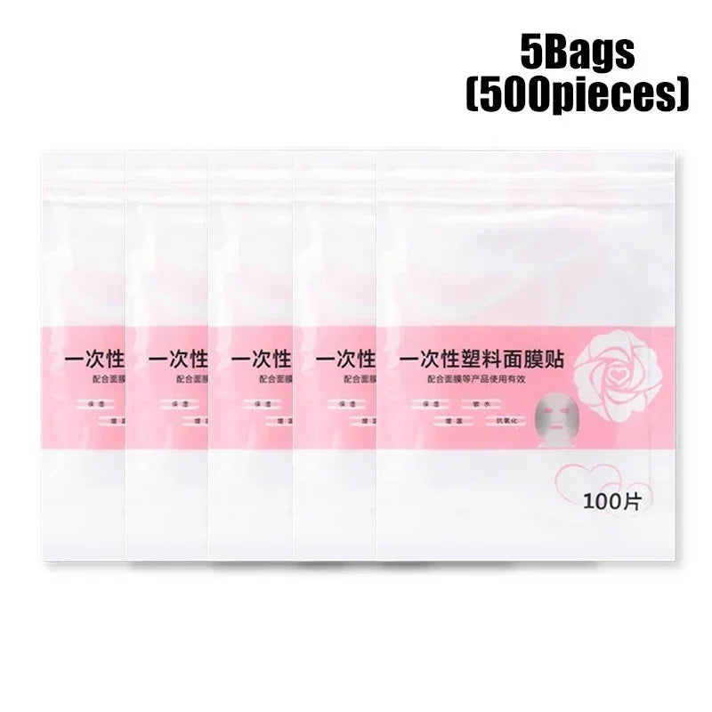 Disposable Full Face & Neck Beauty Wraps - 100/500pcs Transparent Plastic Film Mask Covers