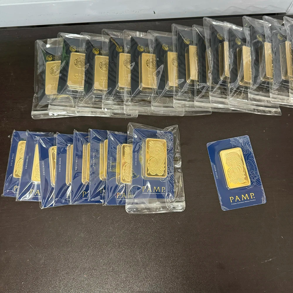 24K Gold Plated Copper Bar – 1g-100g Sealed Bullion Ingot, Non-Magnetic Golden Craft Gift