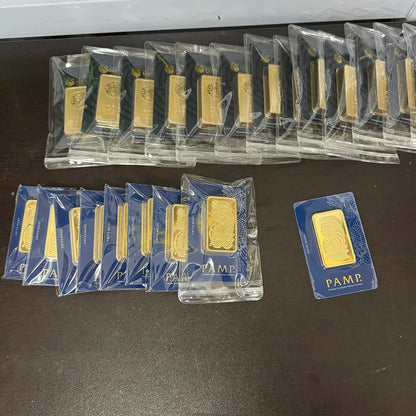 24K Gold Plated Copper Bar – 1g-100g Sealed Bullion Ingot, Non-Magnetic Golden Craft Gift