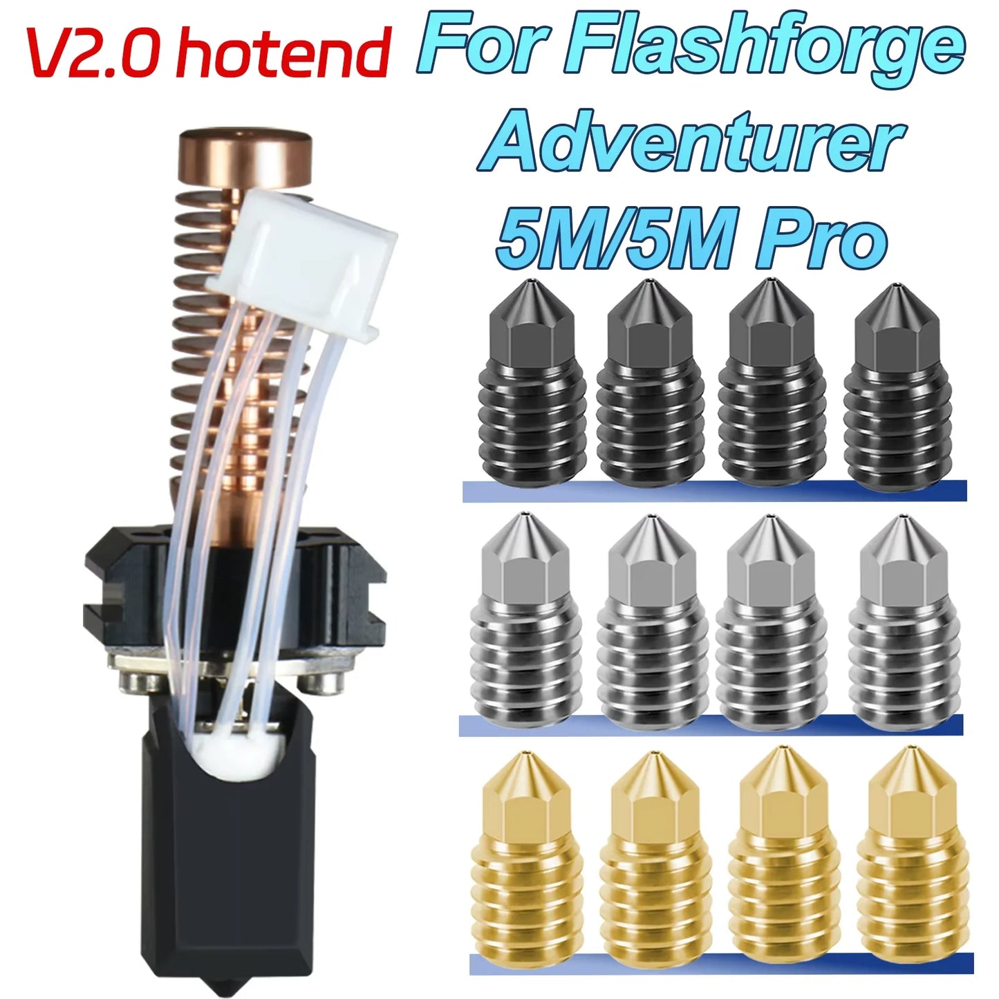 Hotend for Flashforge Adventurer 5M/5M Pro – Ceramic Heating Block Kit, 280℃ Hot End, Hard Steel Nozzle 3D Printing Parts