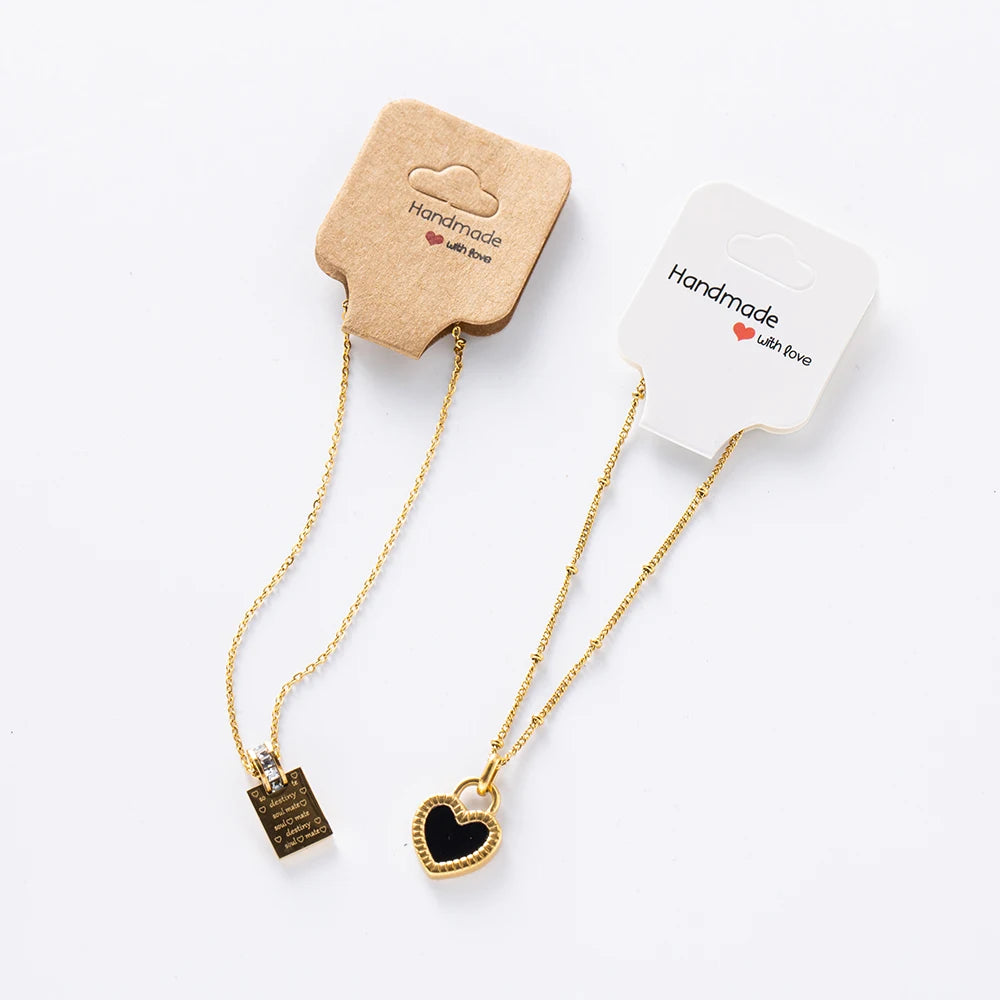 50PCS Blank Jewelry Display Cards — Foldable Adhesive Price Tag Holders for Necklaces & Bracelets, Small Business Packaging Supplies