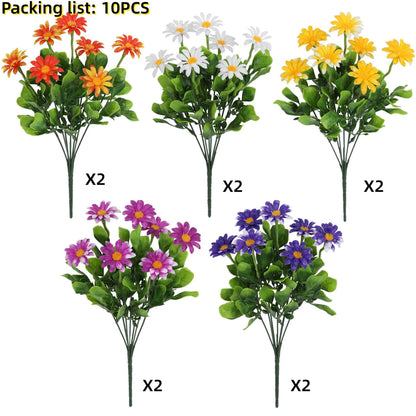 5/10 Pcs Realistic Artificial Daisy Bouquet – UV-Resistant Faux Flowers for Home, Garden, Office & Outdoor Spring/Summer Decor