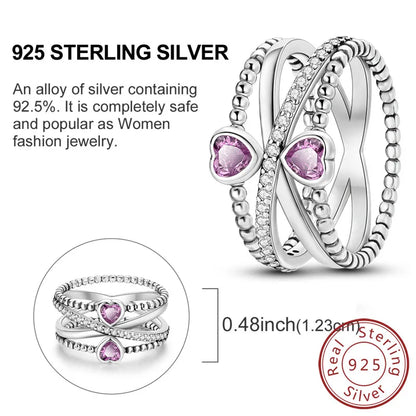 925 Sterling Silver Rings - Bow, Heart, Sun, Moon & Star Zircon Jewelry for Women, Birthday & Anniversary Gift