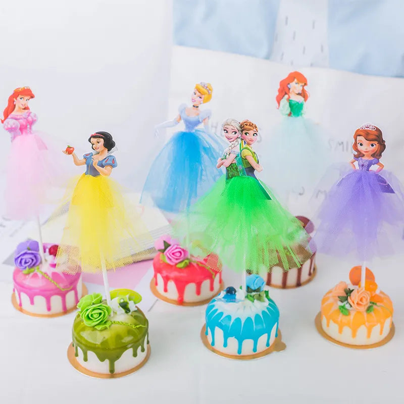 Disney Princess Cake Decoration - Frozen Cake Cupcake Toppers & Cake Flag for Birthday Parties and Baby Showers