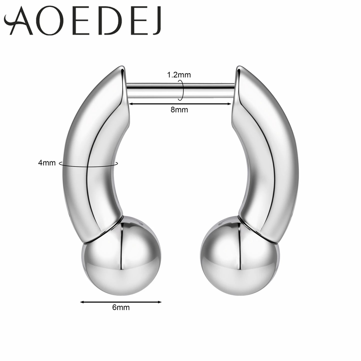 AOEDEJ 16G Stainless Steel Plug-In Style Nose Ring – Spike Ox Horn Septum Ring for Men & Women Large Gauge Body Piercing (8–10mm) Single Piece