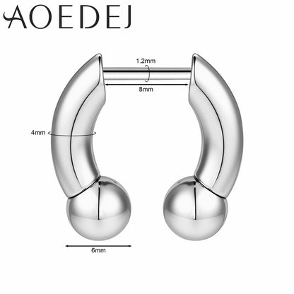AOEDEJ 16G Stainless Steel Plug-In Style Nose Ring – Spike Ox Horn Septum Ring for Men & Women Large Gauge Body Piercing (8–10mm) Single Piece
