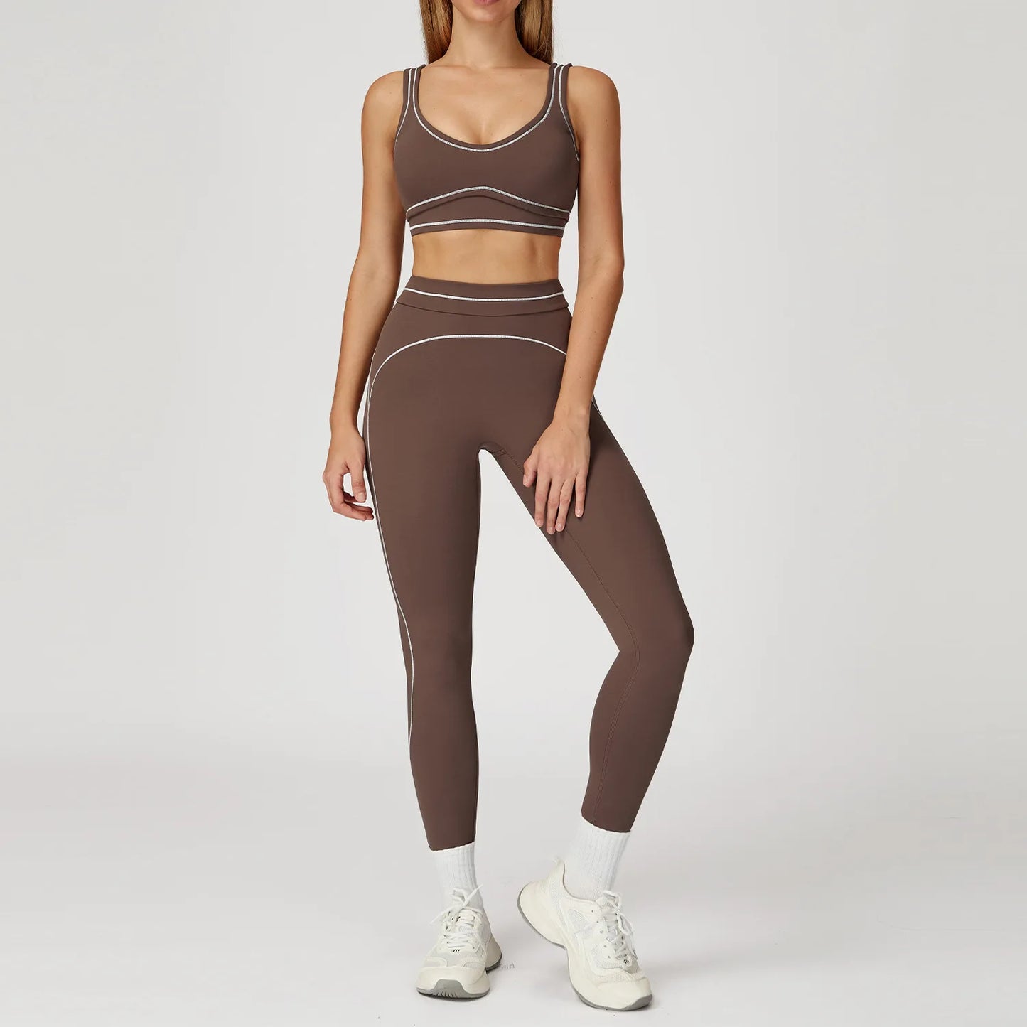 Women’s 2-Piece Fitness Yoga Set, Gym Running Tracksuit, Push-Up Sportswear Leggings, Athletic Workout Outfit