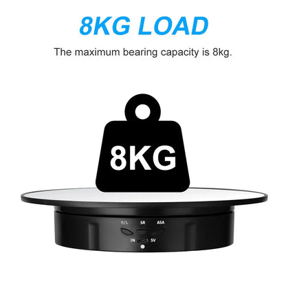 Motorized Rotating Mirror Display Stand - Three Speeds, Turntable Holder, USB Power Supply for Rotating Shooting