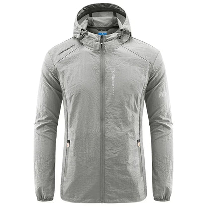 Men’s UPF 50+ UV Protection Jacket - Quick-Dry Lightweight Hooded Windbreaker for Hiking, Fishing and Cycling