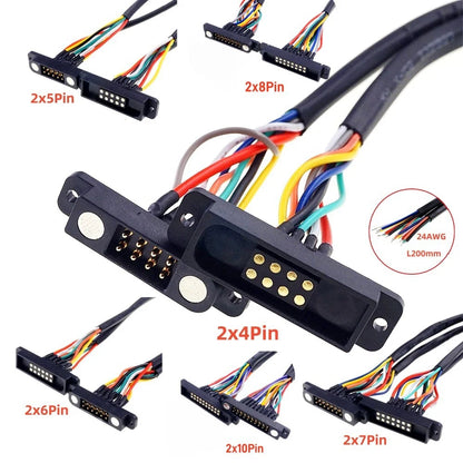 Magnetic Pogo Pin Connector - 2A Spring Loaded Male Female 2.54mm DC Power Socket, 8/10/12/14/16/20 Position Contacts, 1/3/5 Pairs