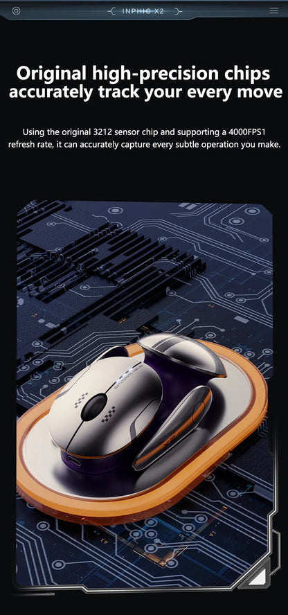 Inphic X2 Silent Bluetooth Mouse – Rechargeable Wireless Gaming & Office Mouse with Metal Base for Computer & Laptop