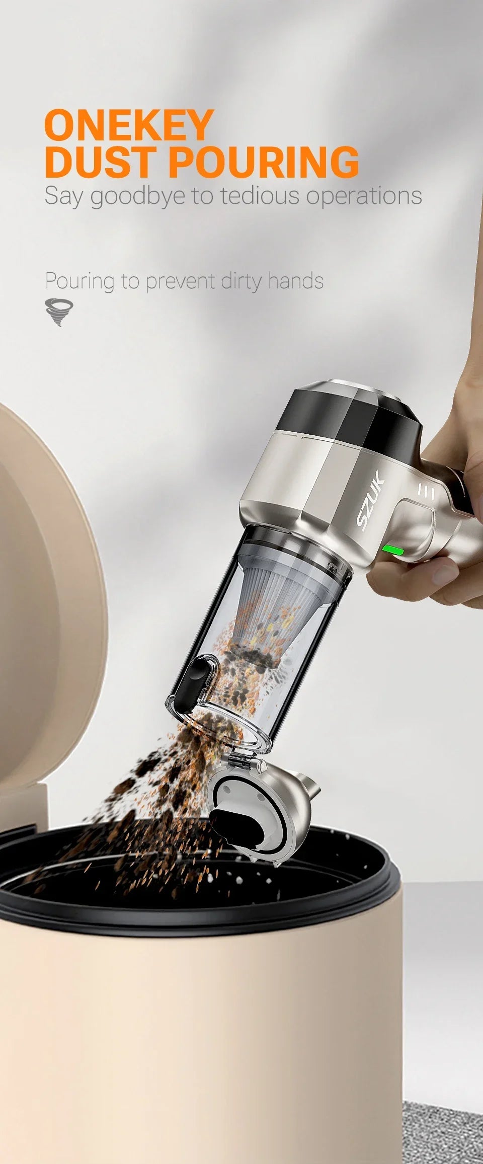 SZUK 9998700PA Car Vacuum Cleaner – Strong Suction Cordless Handheld Portable Cleaning Machine