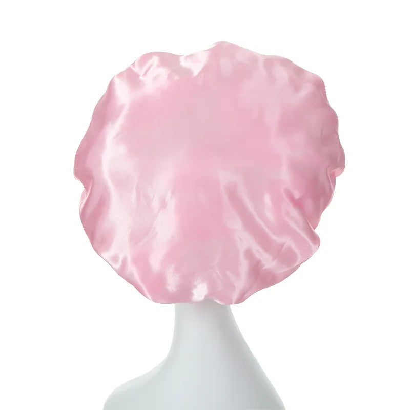 Women's Silky Satin Night Sleep Cap - Double Layer Adjustable Hair Bonnet, Shower Cap for Curly Hair Styling Accessories