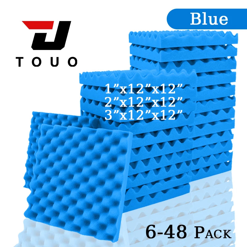 High-Density Acoustic Foam Panels – Egg Crate Soundproof Wall & Ceiling Noise Absorption Tiles (6-48 Pack)
