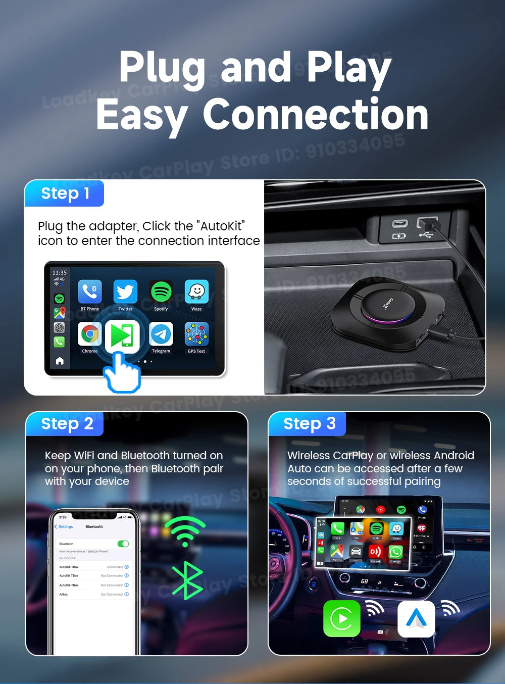 2025 Carlinkit AI Box LED – Android 13 Wireless CarPlay Adapter with Qualcomm 6115, 8-Core 64GB Smart TV Box for Netflix & IPTV