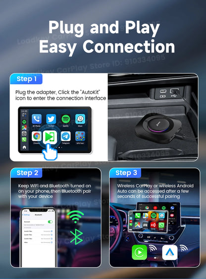 2025 Carlinkit AI Box LED – Android 13 Wireless CarPlay Adapter with Qualcomm 6115, 8-Core 64GB Smart TV Box for Netflix & IPTV