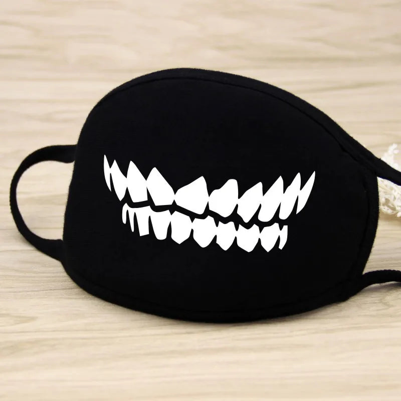 Black Cotton Winter Mask — Unisex Thickened Half-Face Cotton Cartoon Pattern Anti-Dust Respirator