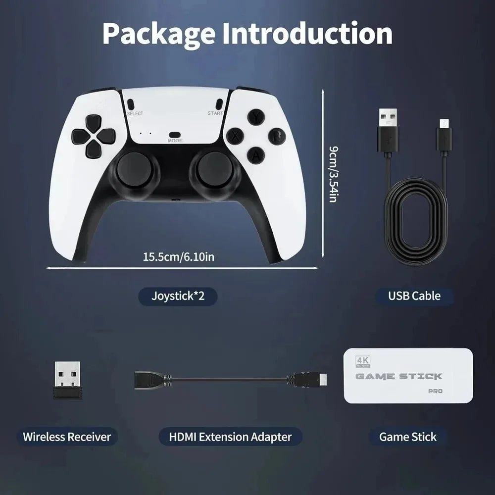 128GB M15 4K Game Stick Console – Wireless Dual Gamepads, 40,000+ Retro Arcade Games, HD Plug & Play TV Video Game System (Two-Player)