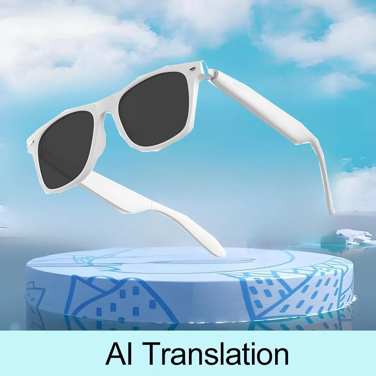 2025 AI Translation Smart Glasses – Bluetooth Call Headphones with UV Protective Lenses for Outdoor Sports