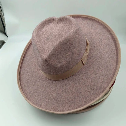Unisex Black Fedora Hat – Wide Brim Jazz Panama Top Hat for Autumn and Winter – Classic Gentleman Style