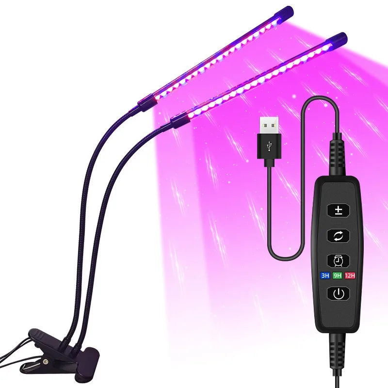 USB LED Plant Grow Light — Indoor Garden Full Spectrum Lamp with 10 Dimmable Levels, Timer Settings 3H/9H/12H for Hydroponic & Greenhouse Plants