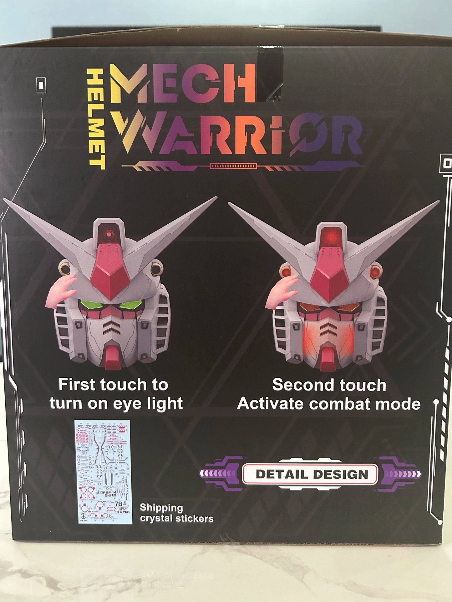 Vol.1 RX-78-02 Cyberpunk Helmet – 1:1 Mech Robot Mask with Touch Control Light, Cosplay Costume & Halloween Toy Gift for Kids