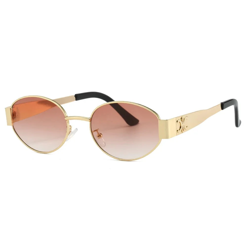 Luxury Metal Brand Sunglasses for Men & Women – Unisex Designer Oval Fashion Eyewear UV400 Shades