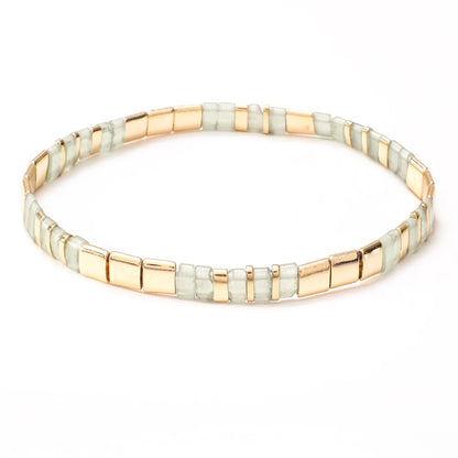ZMZY Stone Tila Beads Elastic Bracelet for Women – 2025 Fashion Colorful Rainbow Miyuki Tile Bead Jewelry Gift Bracelet