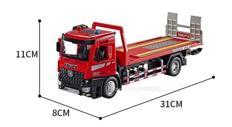 1:24 Electric Flatbed Cement Pump Truck Model — Diecast Alloy Toy with Sound & Light, Doors Open, Gift for Boys