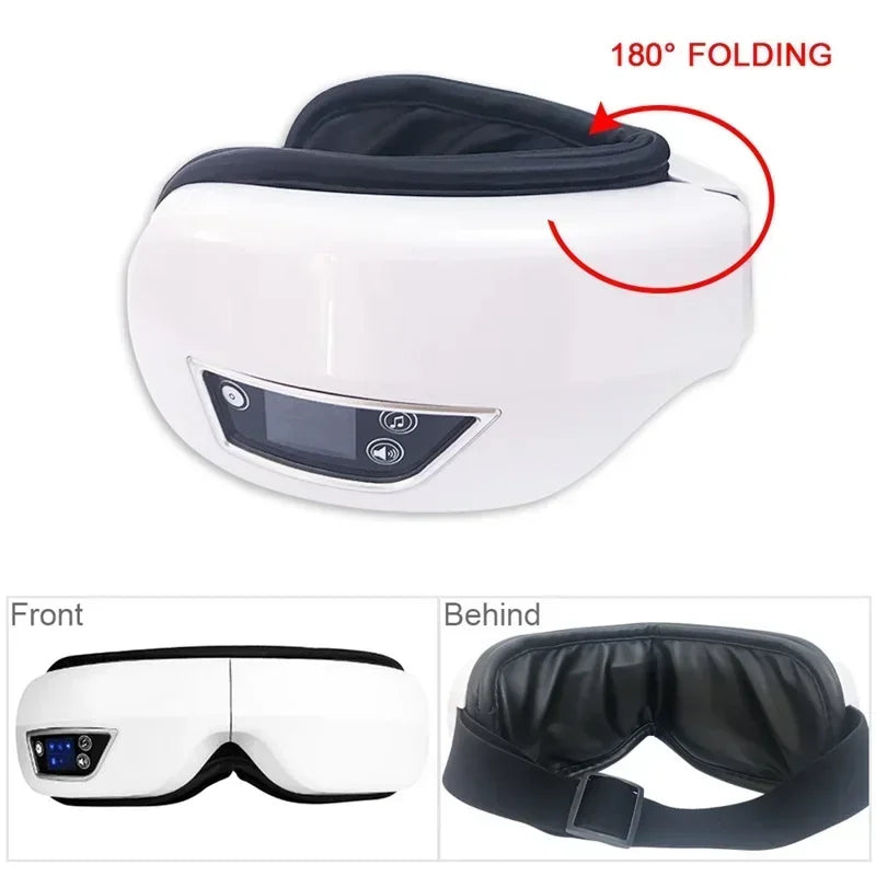 6D Rechargeable Eye Massager – Vibrating Hot Compress with Bluetooth Music for Relaxation, Sleep Improvement & Eye Care