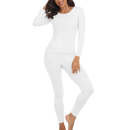 Women's Thermal Underwear Set - Fleece-Lined Long Johns Base Layer Top and Bottom, 2 Piece Set
