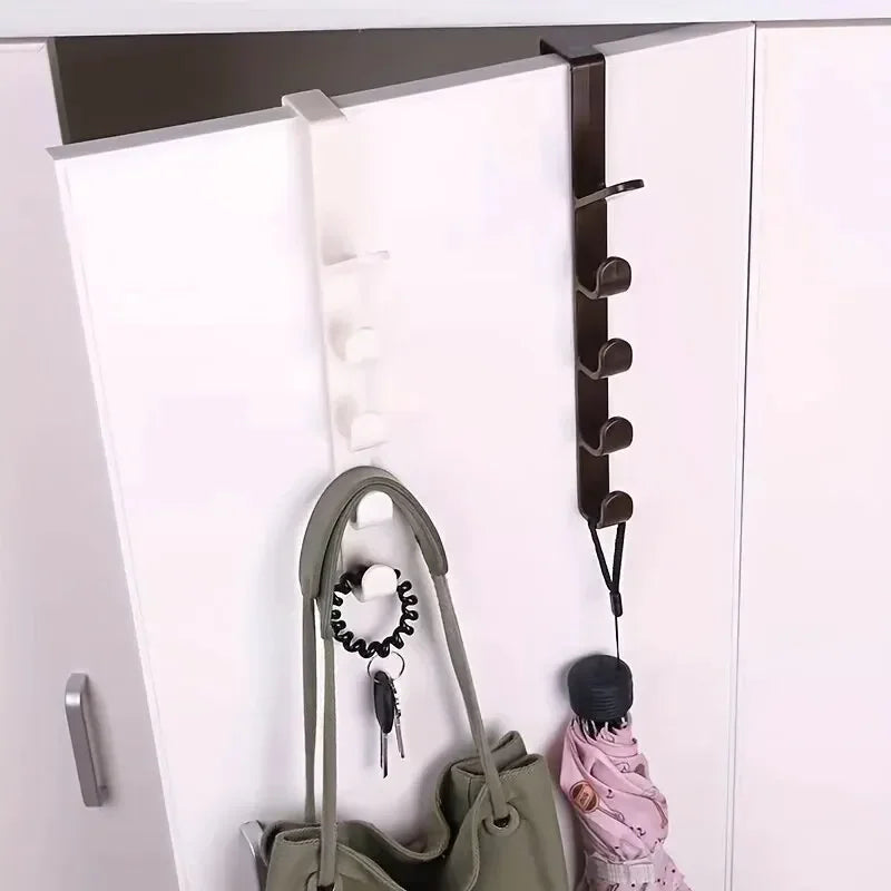 Over-the-Door Bedroom Hanger — Plastic Clothes & Bag Rack for Home Storage Organization