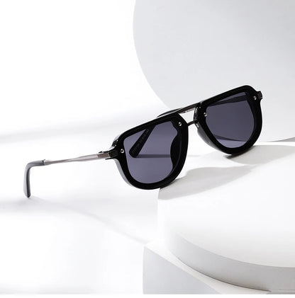 SHAUNA Retro Oval Sunglasses – Luxury Punk UV400 Shades for Women & Men
